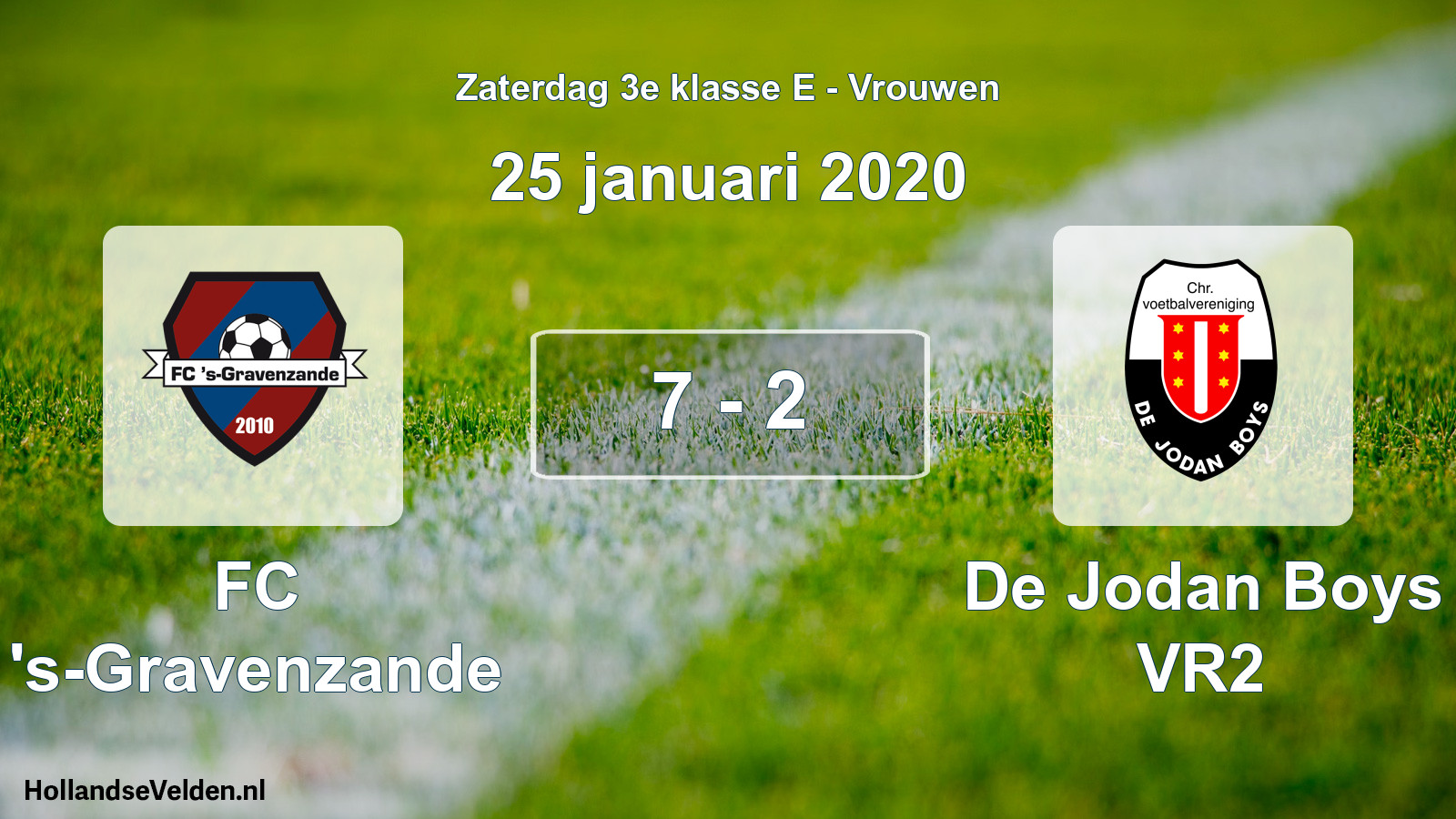 Total number of matches played: FC 's-Gravenzande - De Jodan Boys VR2 7 - 2 (25 January 2020)