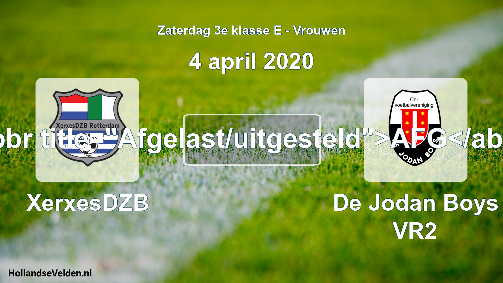 Scheduled Match: XerxesDZB - De Jodan Boys VR2 (4 April 2020)