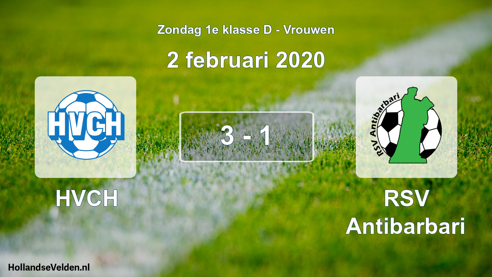 Gespeelde wedstrijd: HVCH - RSV Antibarbari 3 - 1 (2 februari 2020)