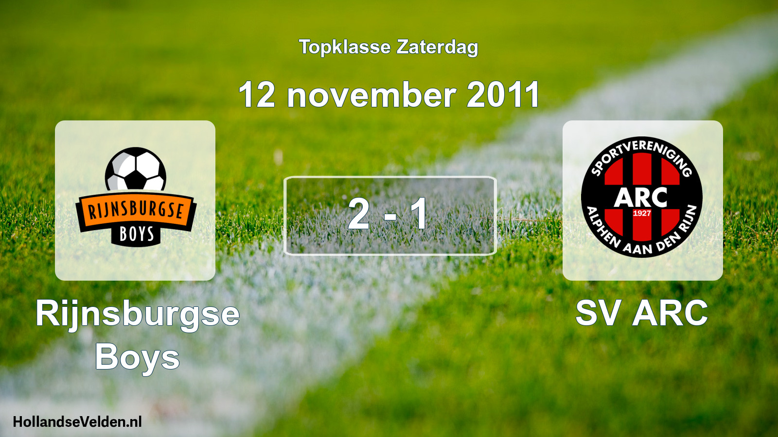 Total number of matches played: Rijnsburgse Boys - SV ARC 2 - 1 (12 November 2011)