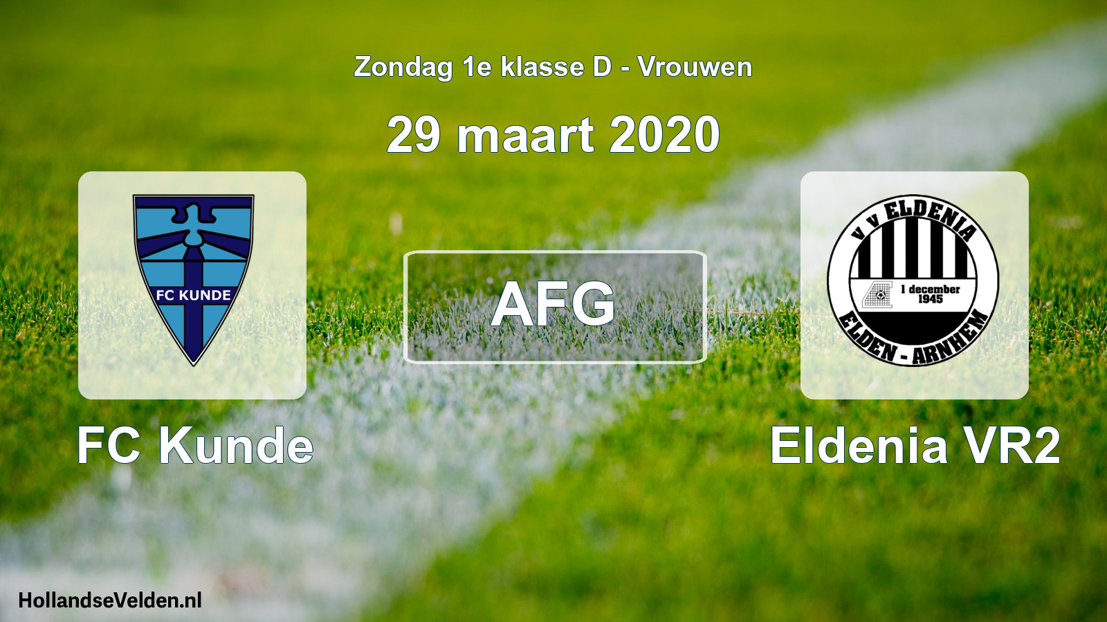 Geplande wedstrijd: FC Kunde - Eldenia VR2 (29 maart 2020)