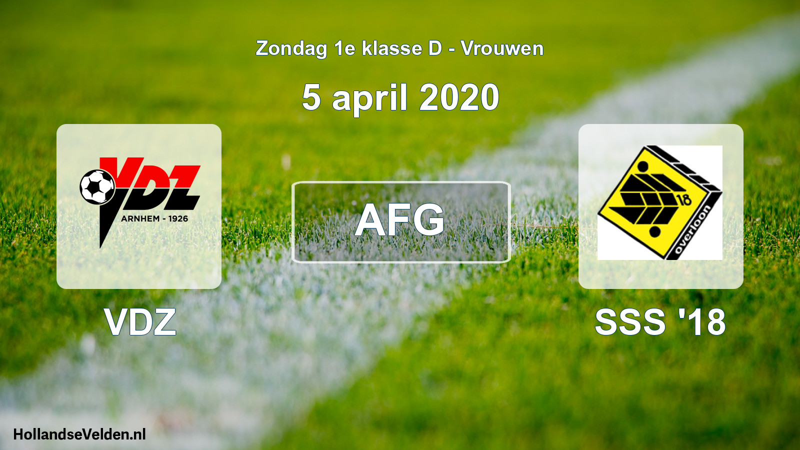 Geplande wedstrijd: VDZ - SSS '18 (5 april 2020)