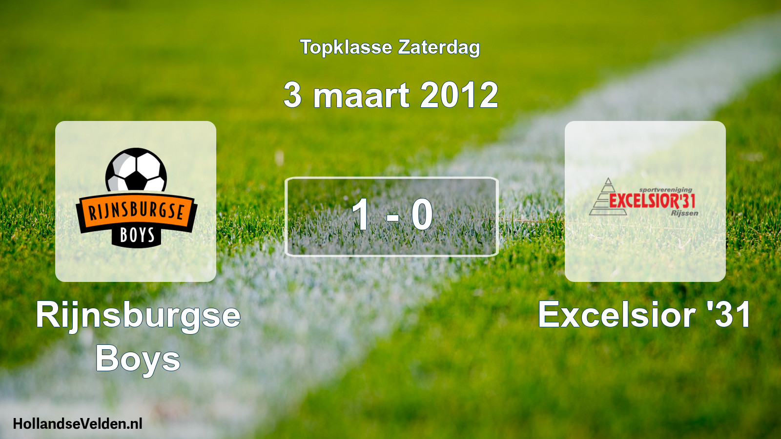 Total number of matches played: Rijnsburgse Boys - Excelsior '31 1 - 0 (3 March 2012)