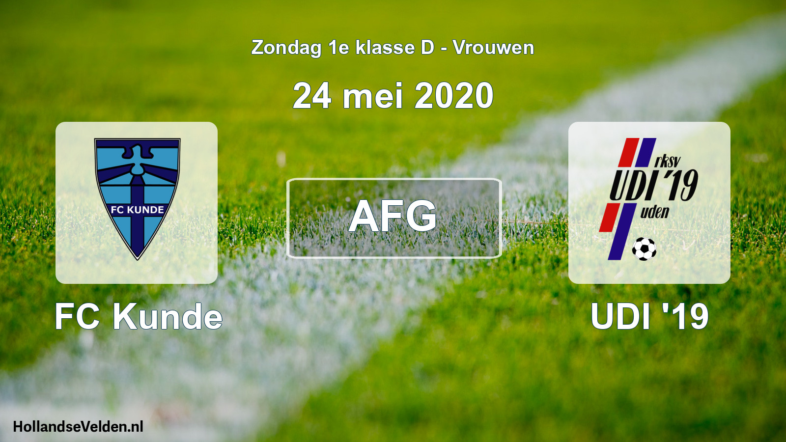 Geplande wedstrijd: FC Kunde - UDI '19 (24 mei 2020)