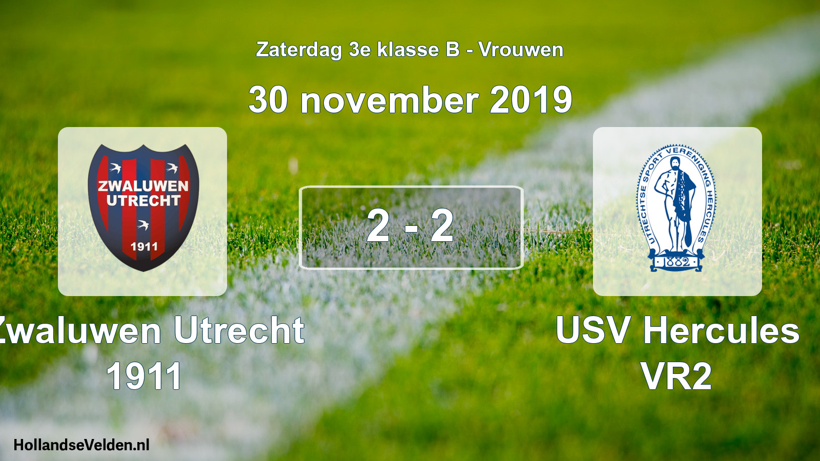 Gespeelde wedstrijd: Zwaluwen Utrecht 1911 - USV Hercules VR2 2 - 2 (30 november 2019)