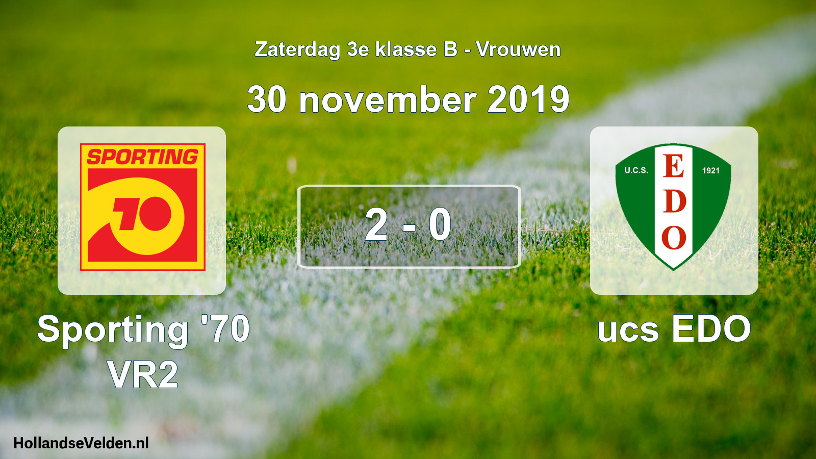 Gespeelde wedstrijd: Sporting '70 VR2 - ucs EDO 2 - 0 (30 november 2019)