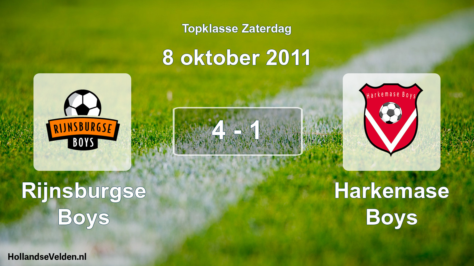 Total number of matches played: Rijnsburgse Boys - Harkemase Boys 4 - 1 (8 October 2011)