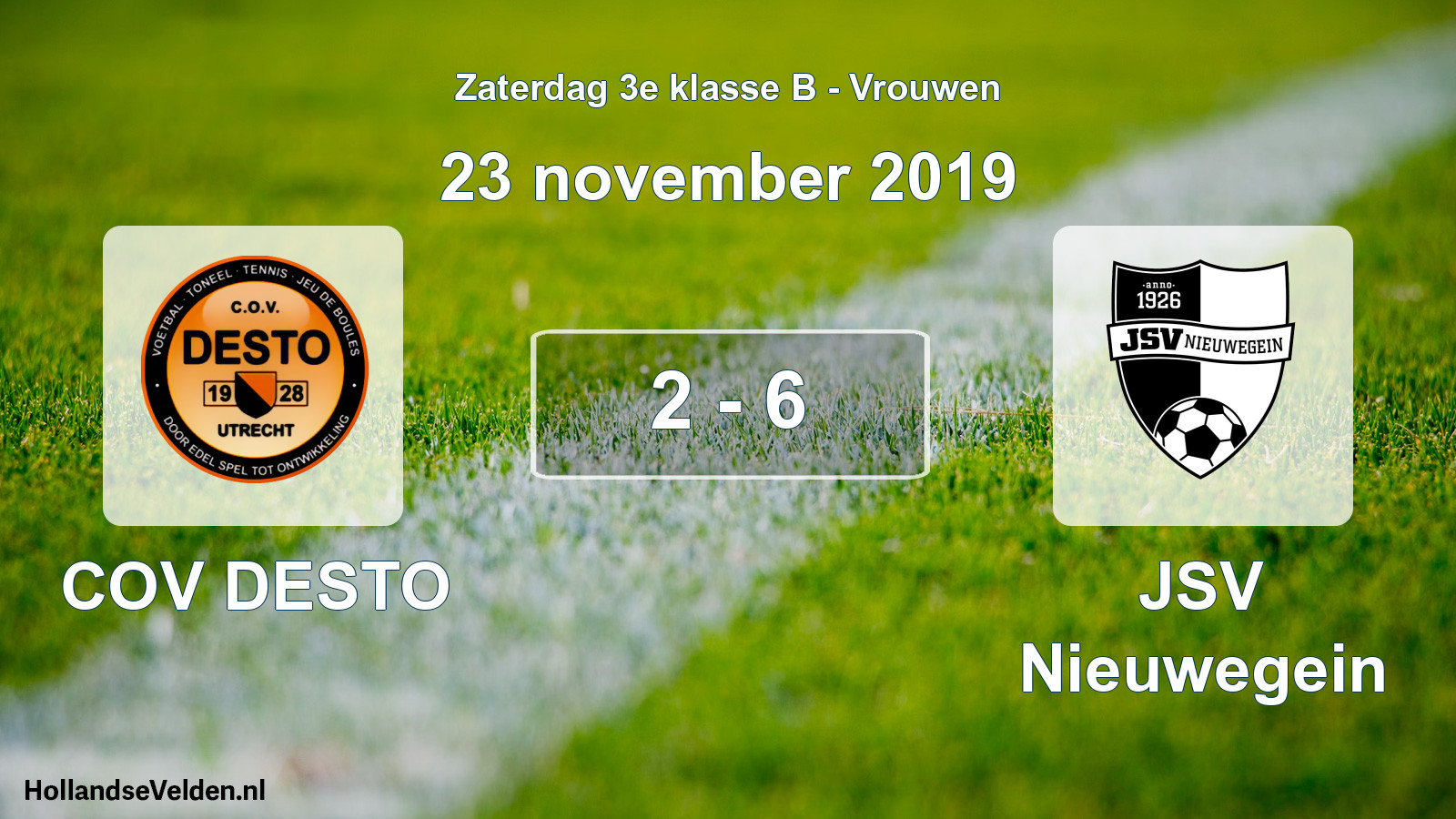 Gespeelde wedstrijd: COV DESTO - JSV Nieuwegein 2 - 6 (23 november 2019)