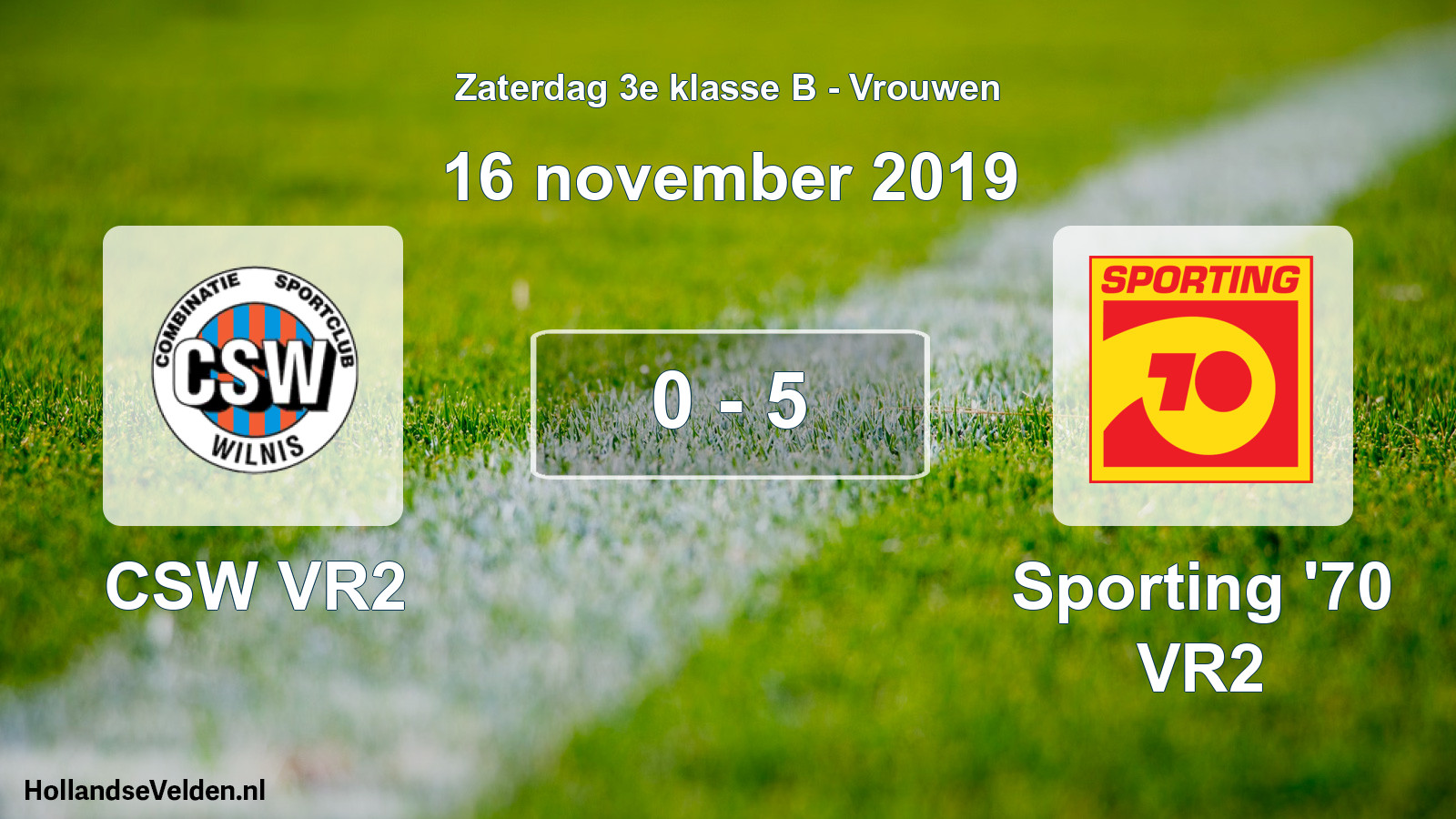 Gespeelde wedstrijd: CSW VR2 - Sporting '70 VR2 0 - 5 (16 november 2019)