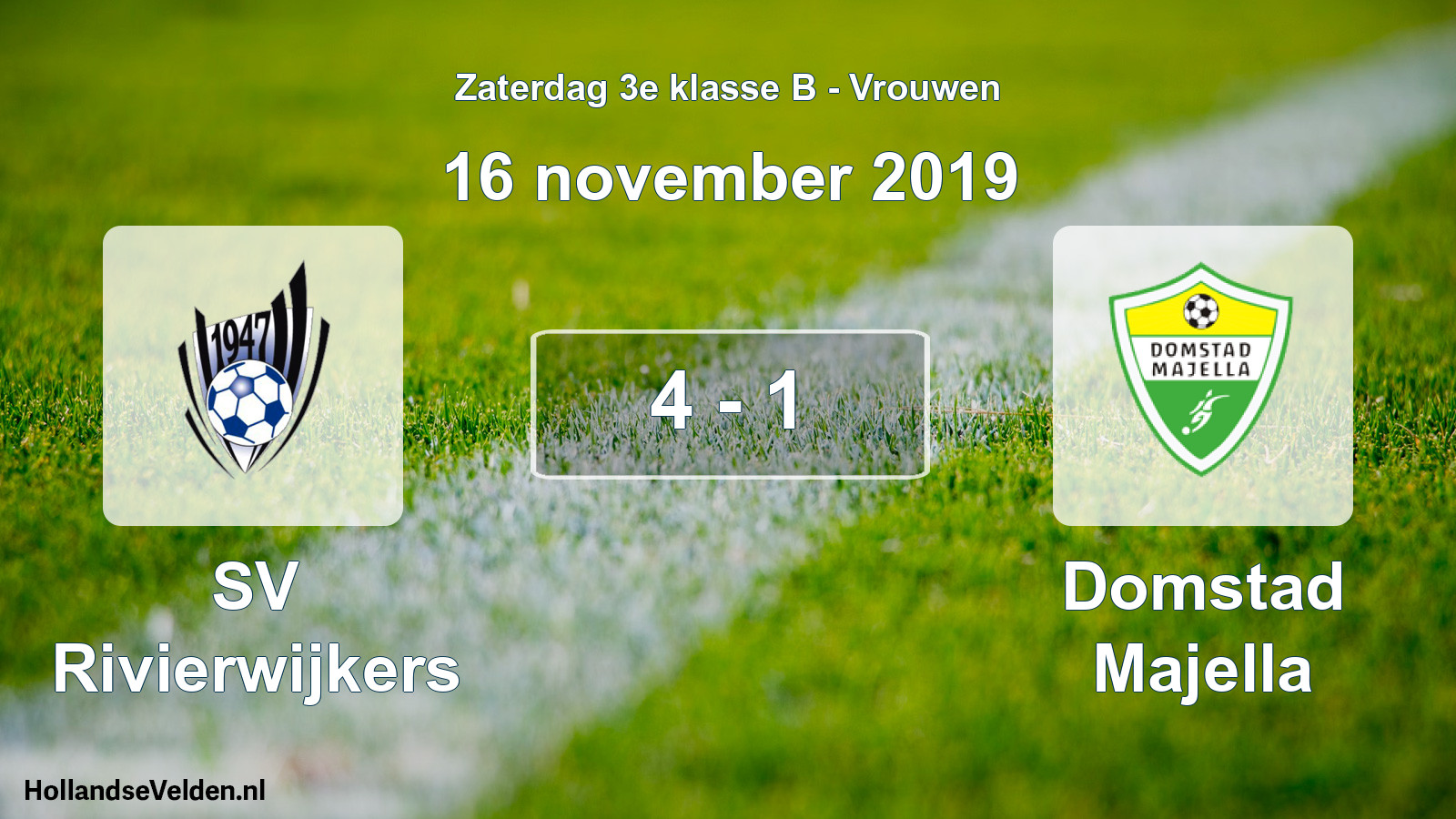 Gespeelde wedstrijd: SV Rivierwijkers - Domstad Majella 4 - 1 (16 november 2019)
