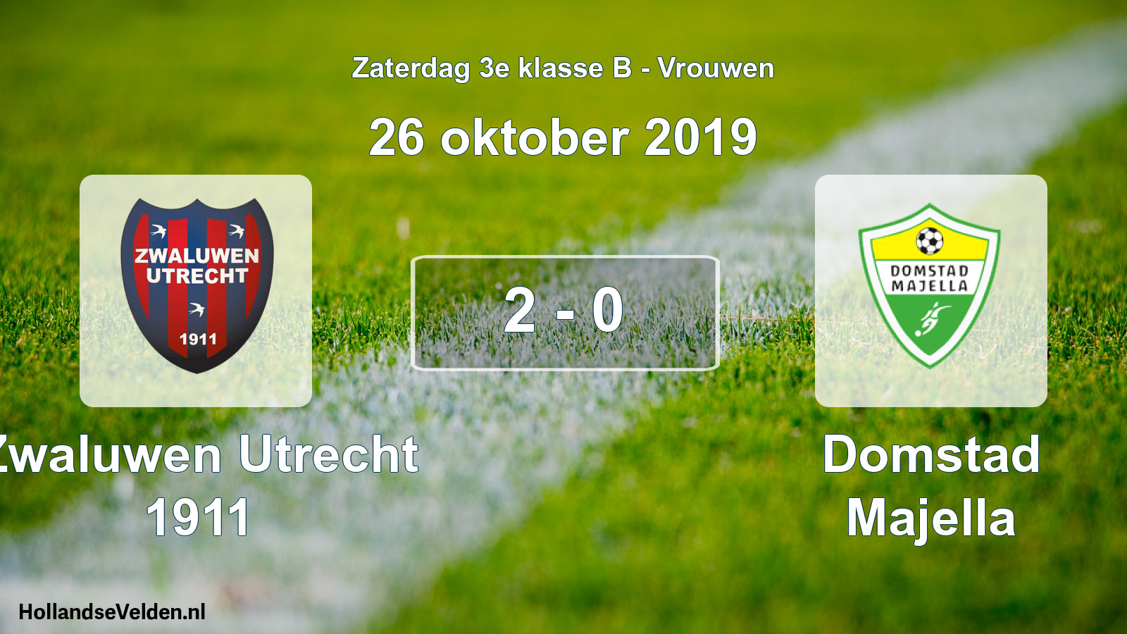 Gespeelde wedstrijd: Zwaluwen Utrecht 1911 - Domstad Majella 2 - 0 (26 oktober 2019)