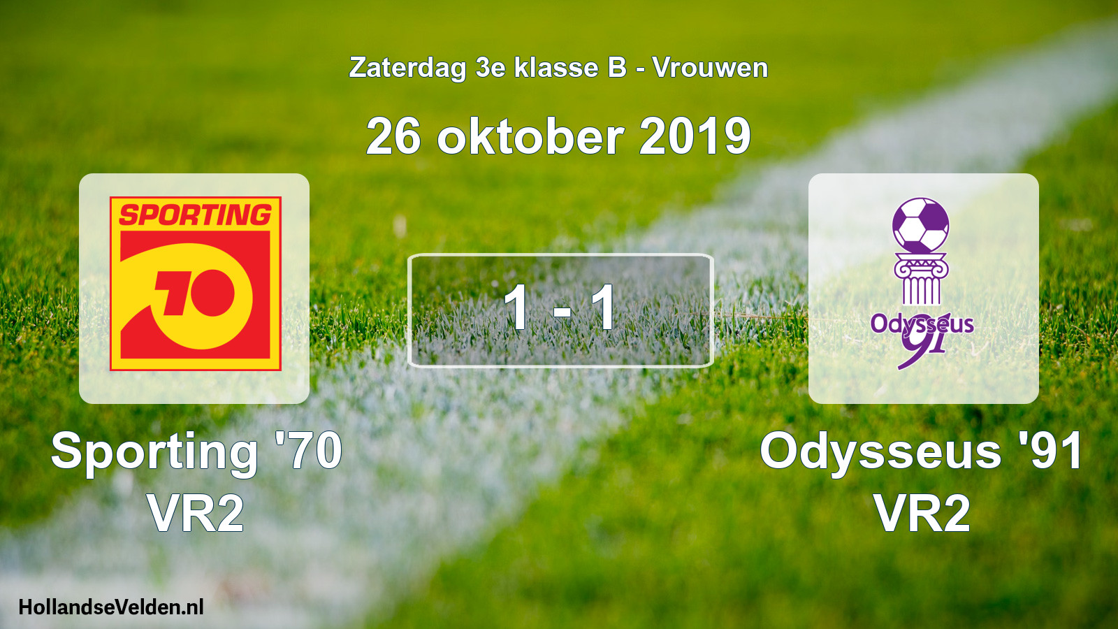 Gespeelde wedstrijd: Sporting '70 VR2 - Odysseus '91 VR2 1 - 1 (26 oktober 2019)