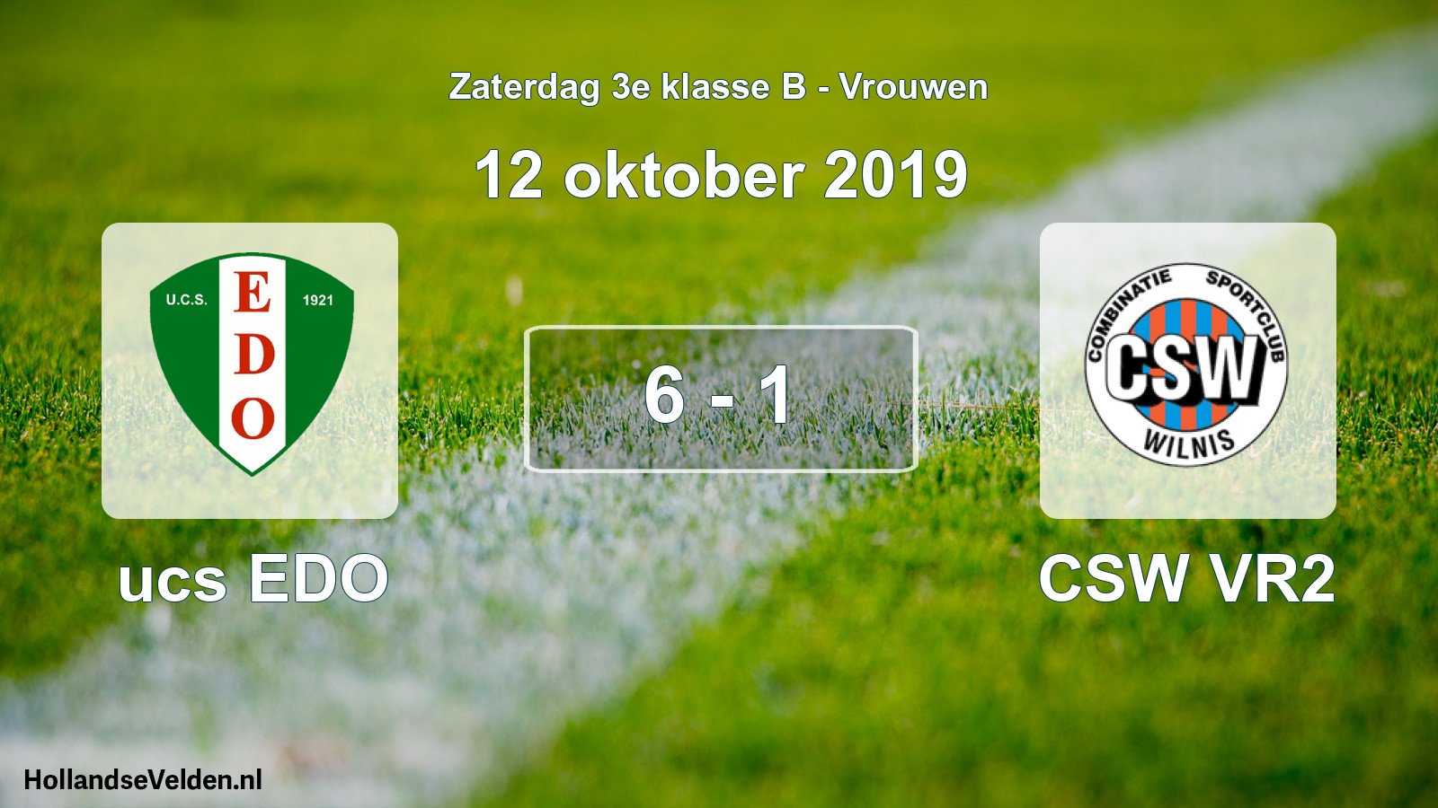 Gespeelde wedstrijd: ucs EDO - CSW VR2 6 - 1 (12 oktober 2019)