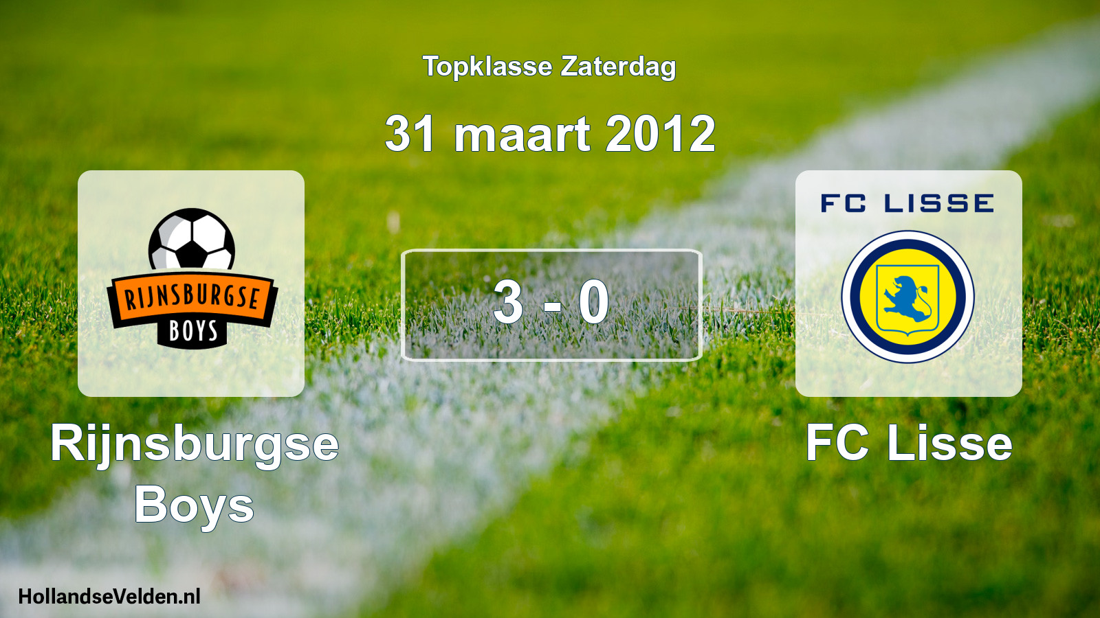Total number of matches played: Rijnsburgse Boys - FC Lisse 3 - 0 (31 March 2012)