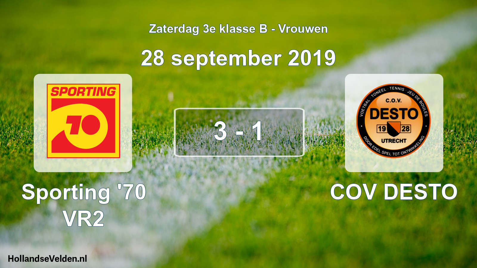 Gespeelde wedstrijd: Sporting '70 VR2 - COV DESTO 3 - 1 (28 september 2019)