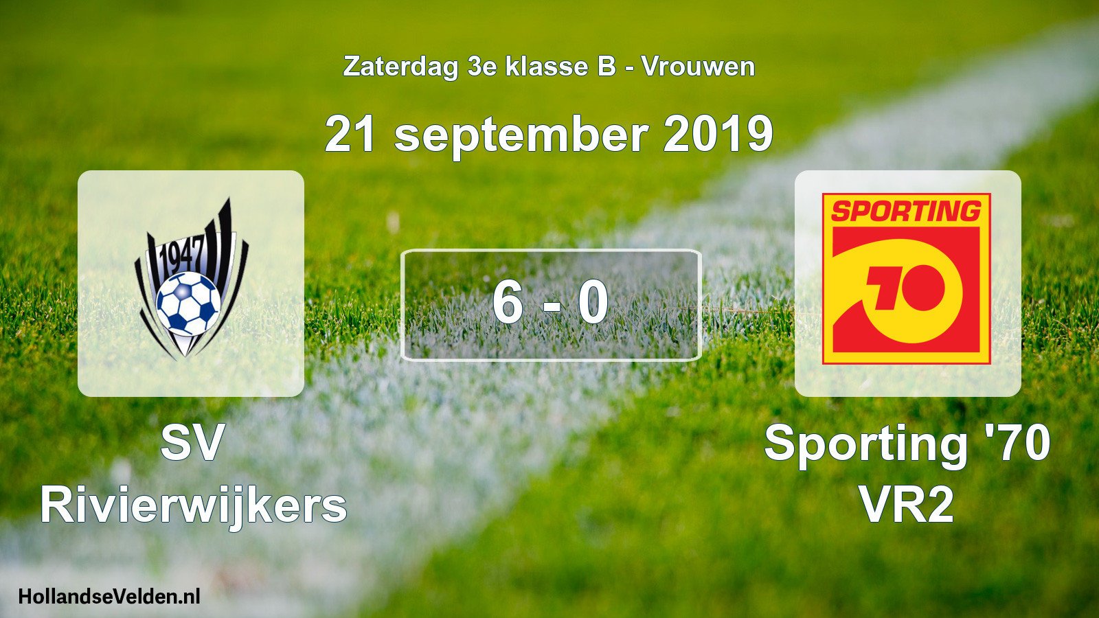 Gespeelde wedstrijd: SV Rivierwijkers - Sporting '70 VR2 6 - 0 (21 september 2019)