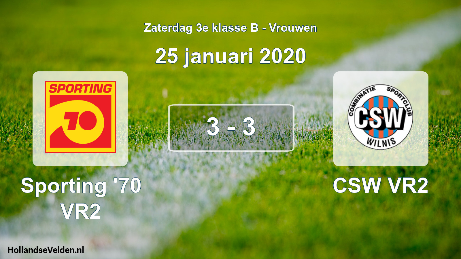 Gespeelde wedstrijd: Sporting '70 VR2 - CSW VR2 3 - 3 (25 januari 2020)