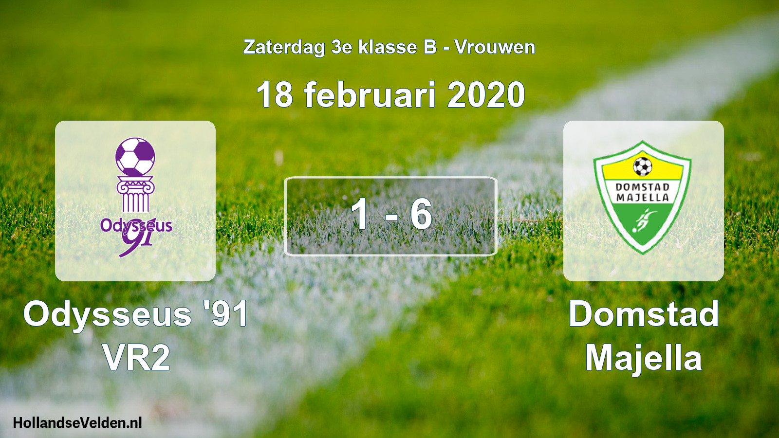 Gespeelde wedstrijd: Odysseus '91 VR2 - Domstad Majella 1 - 6 (18 februari 2020)