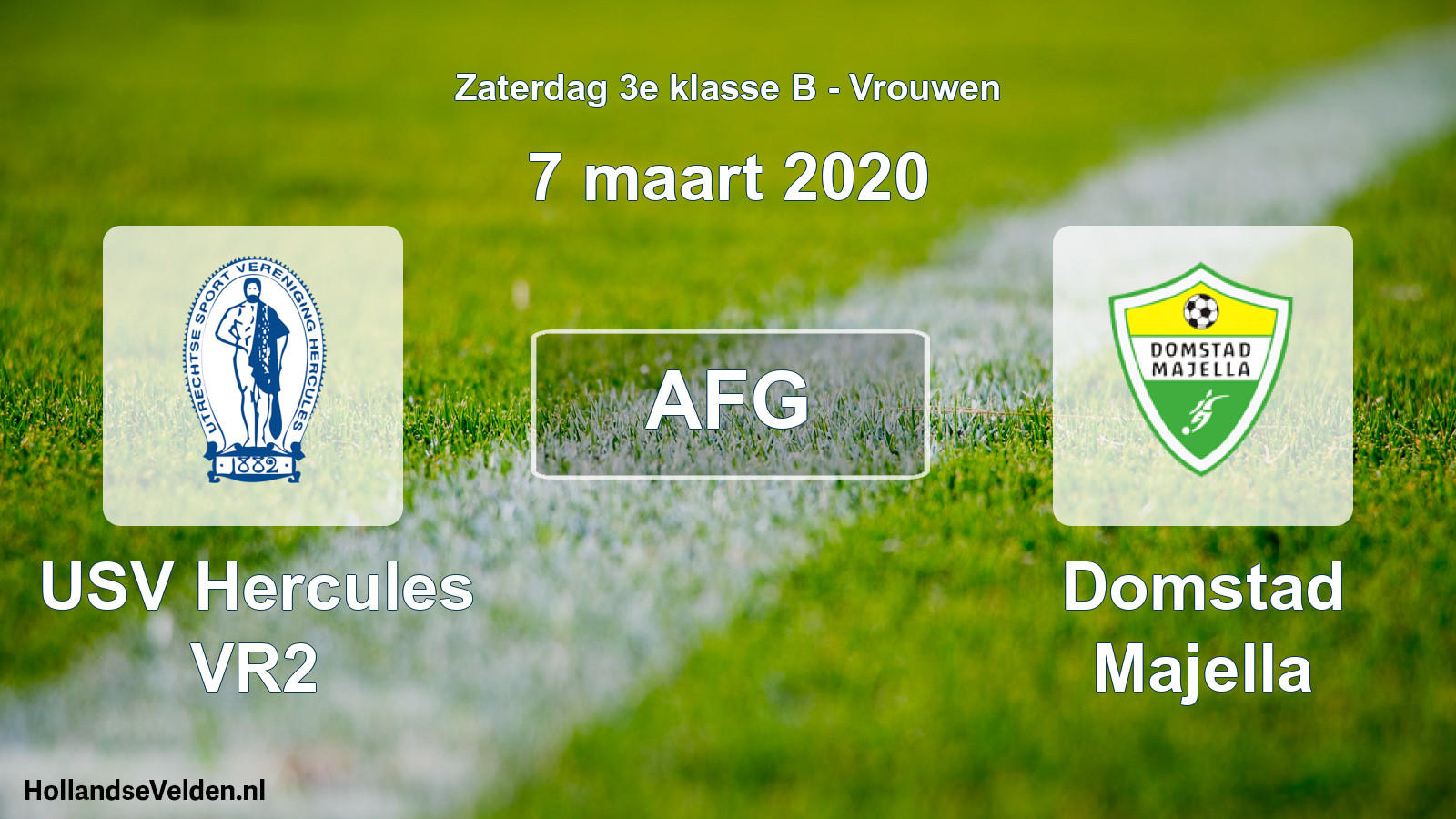 Geplande wedstrijd: USV Hercules VR2 - Domstad Majella (7 maart 2020)