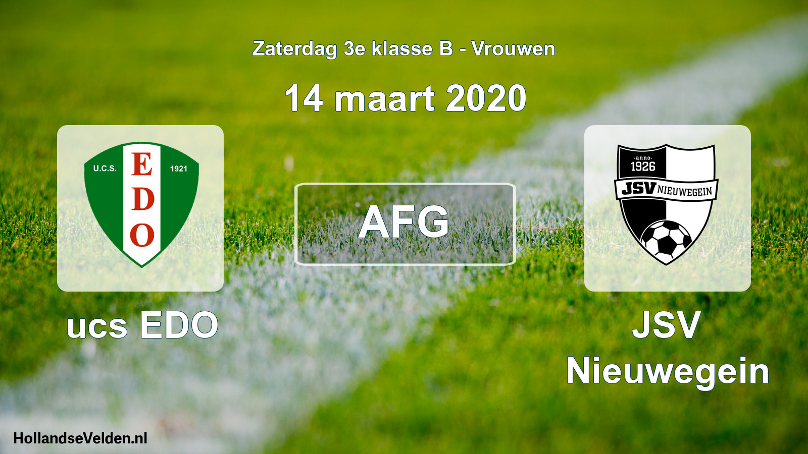 Geplande wedstrijd: ucs EDO - JSV Nieuwegein (14 maart 2020)