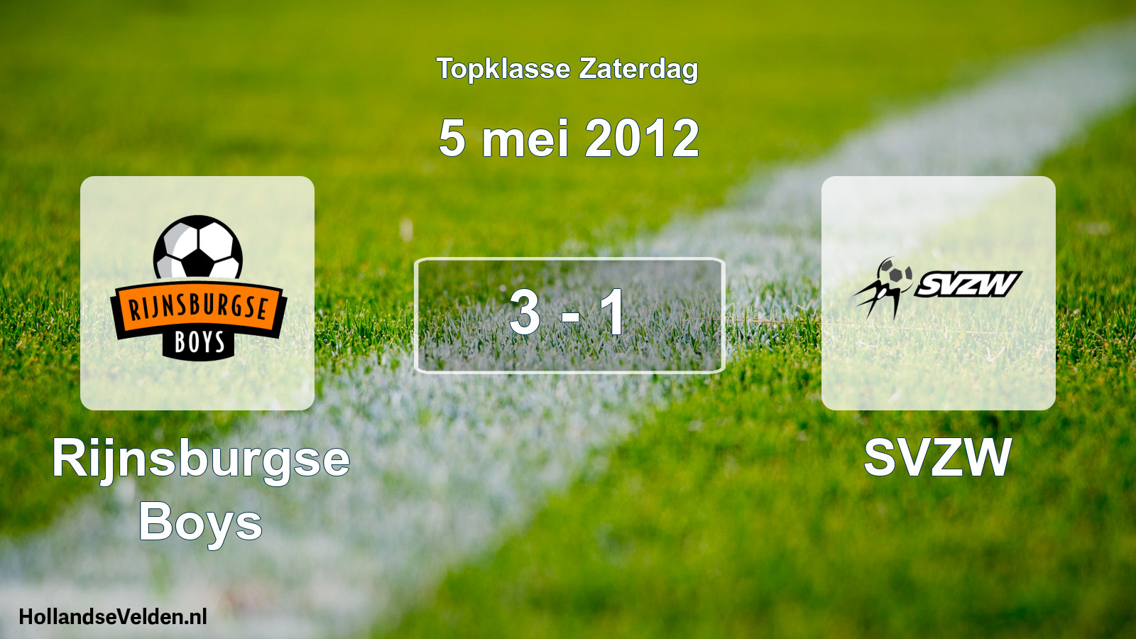 Total number of matches played: Rijnsburgse Boys - SVZW 3 - 1 (5 May 2012)