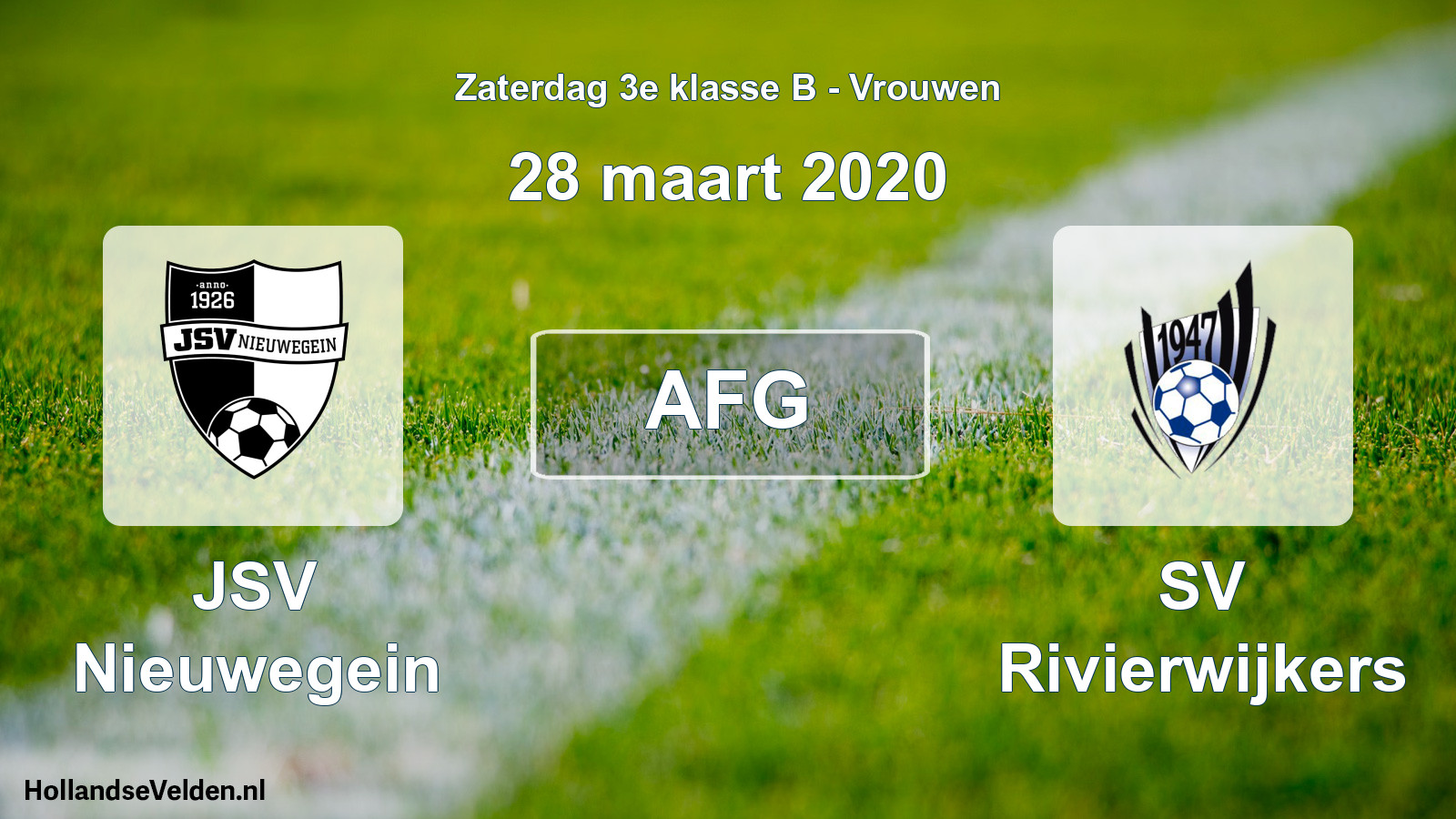 Geplande wedstrijd: JSV Nieuwegein - SV Rivierwijkers (28 maart 2020)