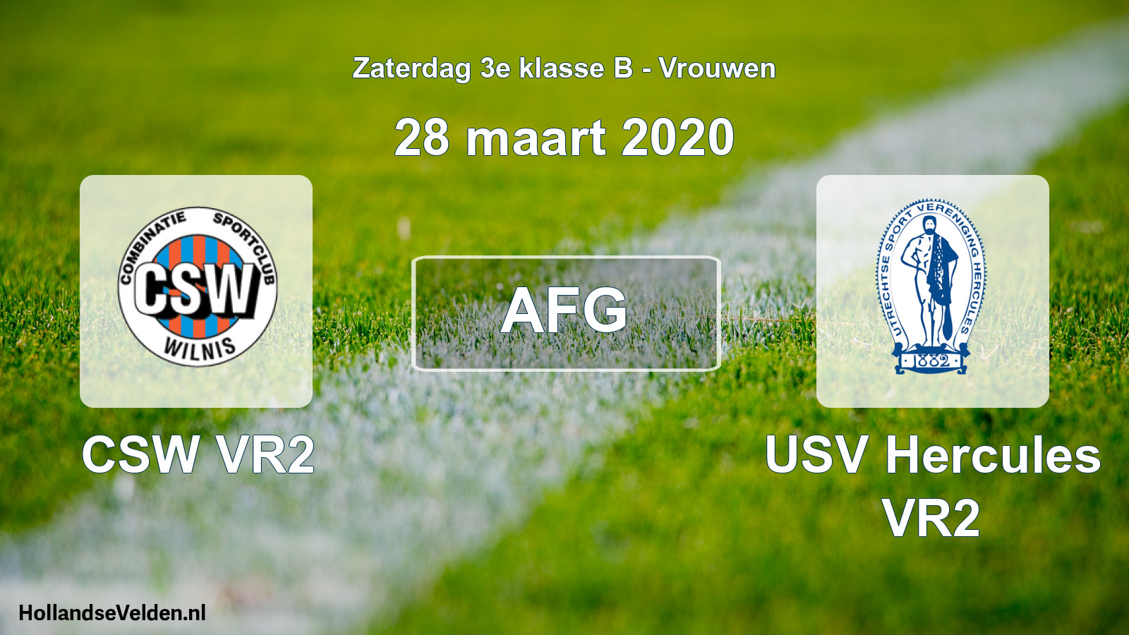 Geplande wedstrijd: CSW VR2 - USV Hercules VR2 (28 maart 2020)