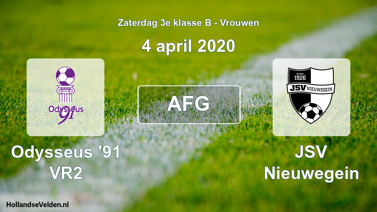 Geplande wedstrijd: Odysseus '91 VR2 - JSV Nieuwegein (4 april 2020)