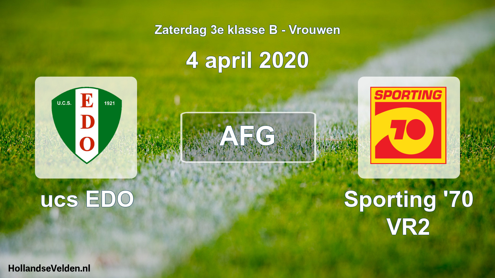 Geplande wedstrijd: ucs EDO - Sporting '70 VR2 (4 april 2020)