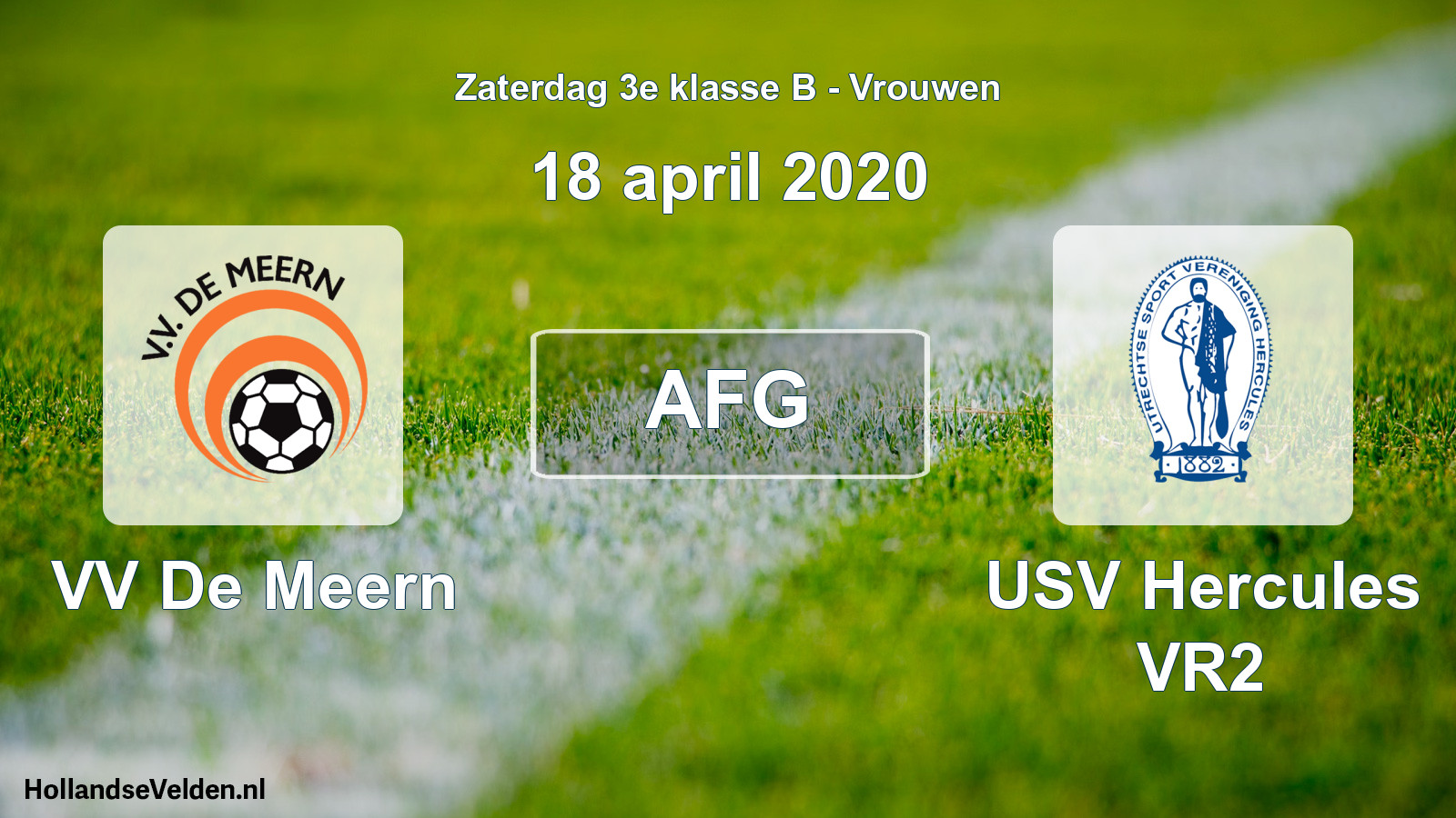 Geplande wedstrijd: VV De Meern - USV Hercules VR2 (18 april 2020)