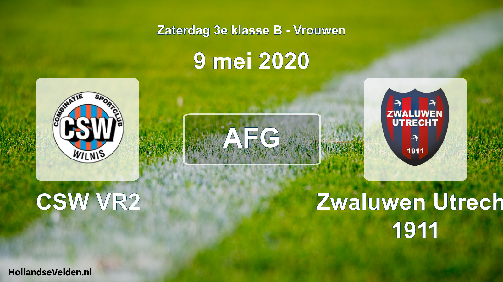 Geplande wedstrijd: CSW VR2 - Zwaluwen Utrecht 1911 (9 mei 2020)
