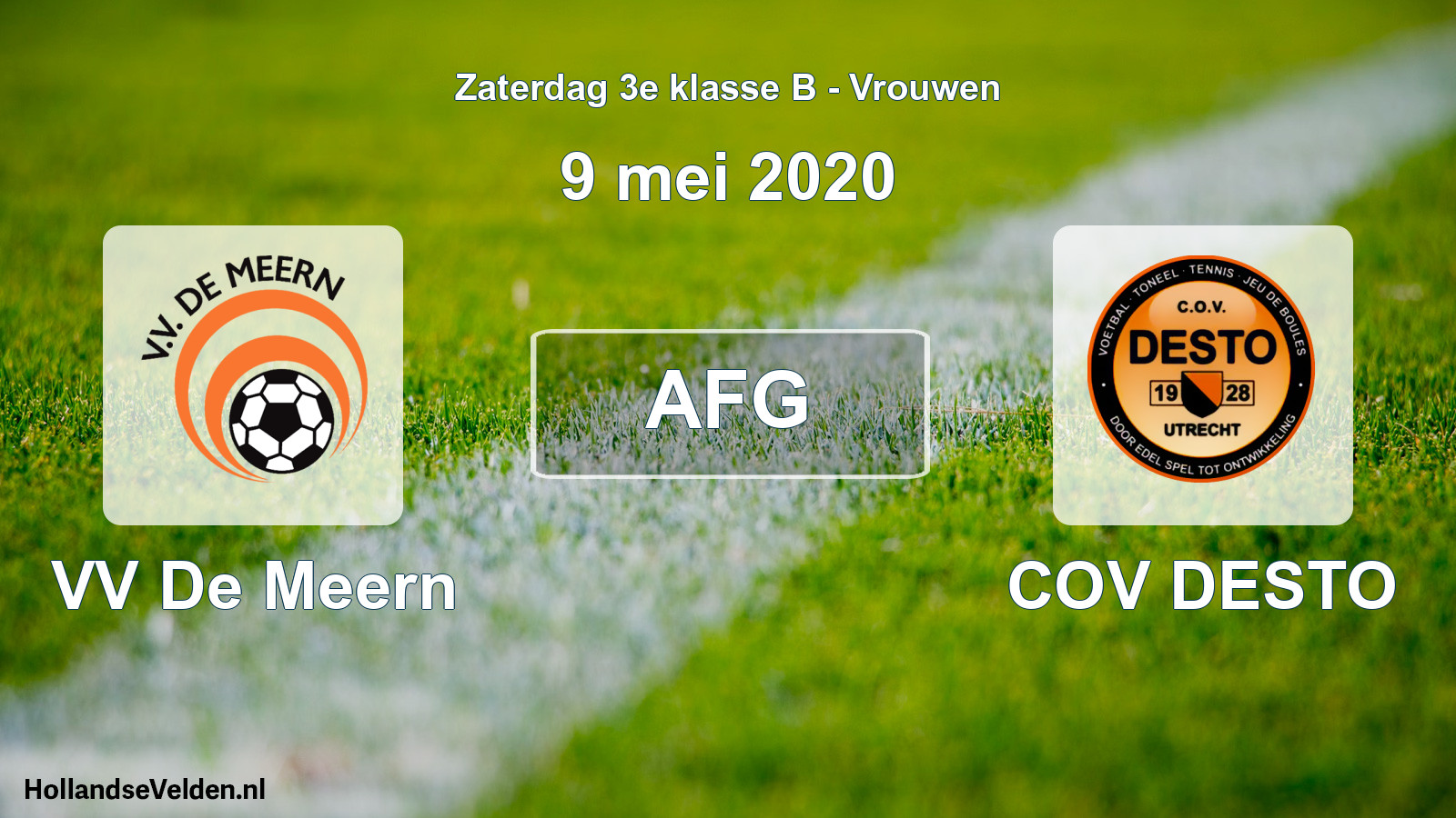 Geplande wedstrijd: VV De Meern - COV DESTO (9 mei 2020)