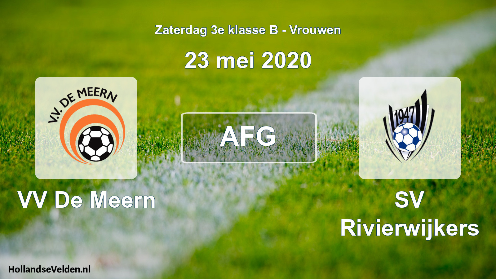 Geplande wedstrijd: VV De Meern - SV Rivierwijkers (23 mei 2020)