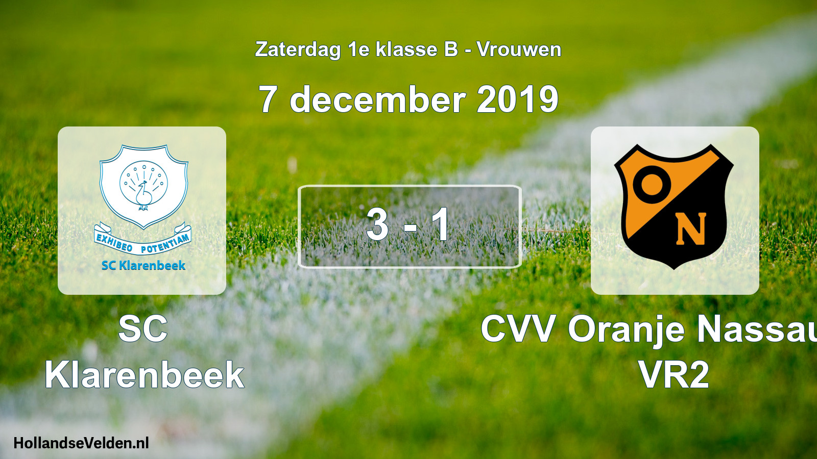 Total number of matches played: SC Klarenbeek - CVV Oranje Nassau G VR2 3 - 1 (7 December 2019)