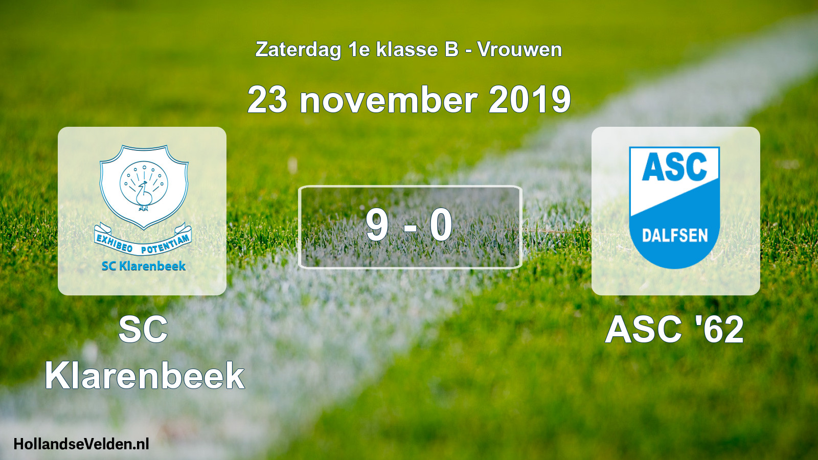 Total number of matches played: SC Klarenbeek - ASC '62 9 - 0 (23 November 2019)