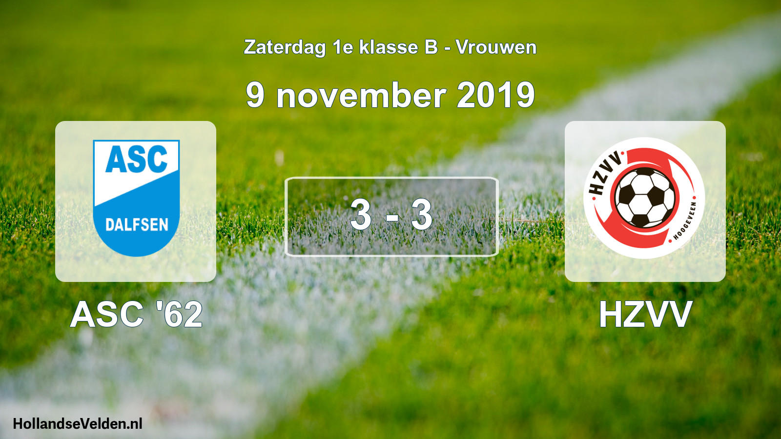 Total number of matches played: ASC '62 - HZVV 3 - 3 (9 November 2019)