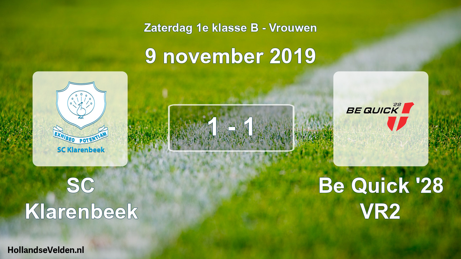 Total number of matches played: SC Klarenbeek - Be Quick '28 VR2 1 - 1 (9 November 2019)