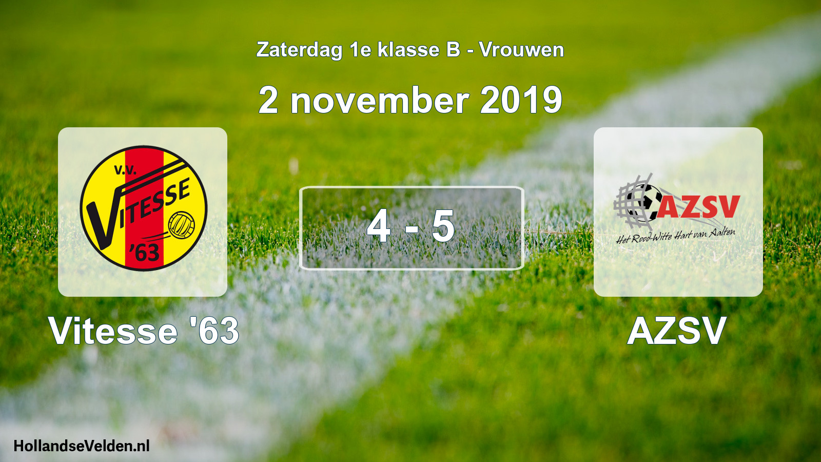 Total number of matches played: Vitesse '63 - AZSV 4 - 5 (2 November 2019)