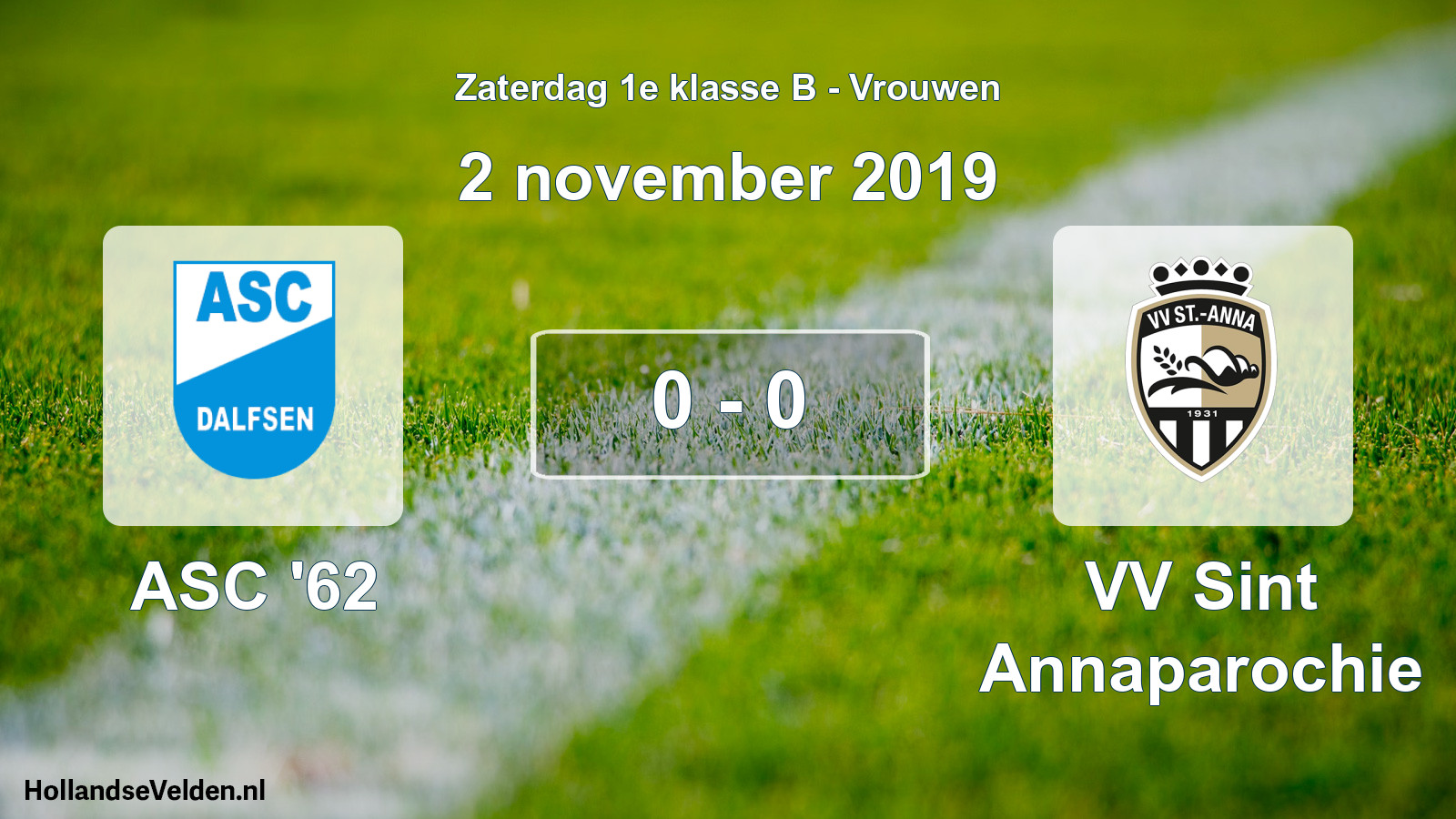 Total number of matches played: ASC '62 - VV Sint Annaparochie 0 - 0 (2 November 2019)