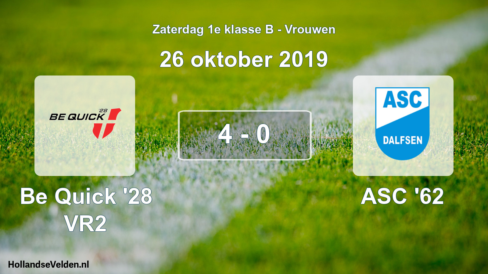 Total number of matches played: Be Quick '28 VR2 - ASC '62 4 - 0 (26 October 2019)