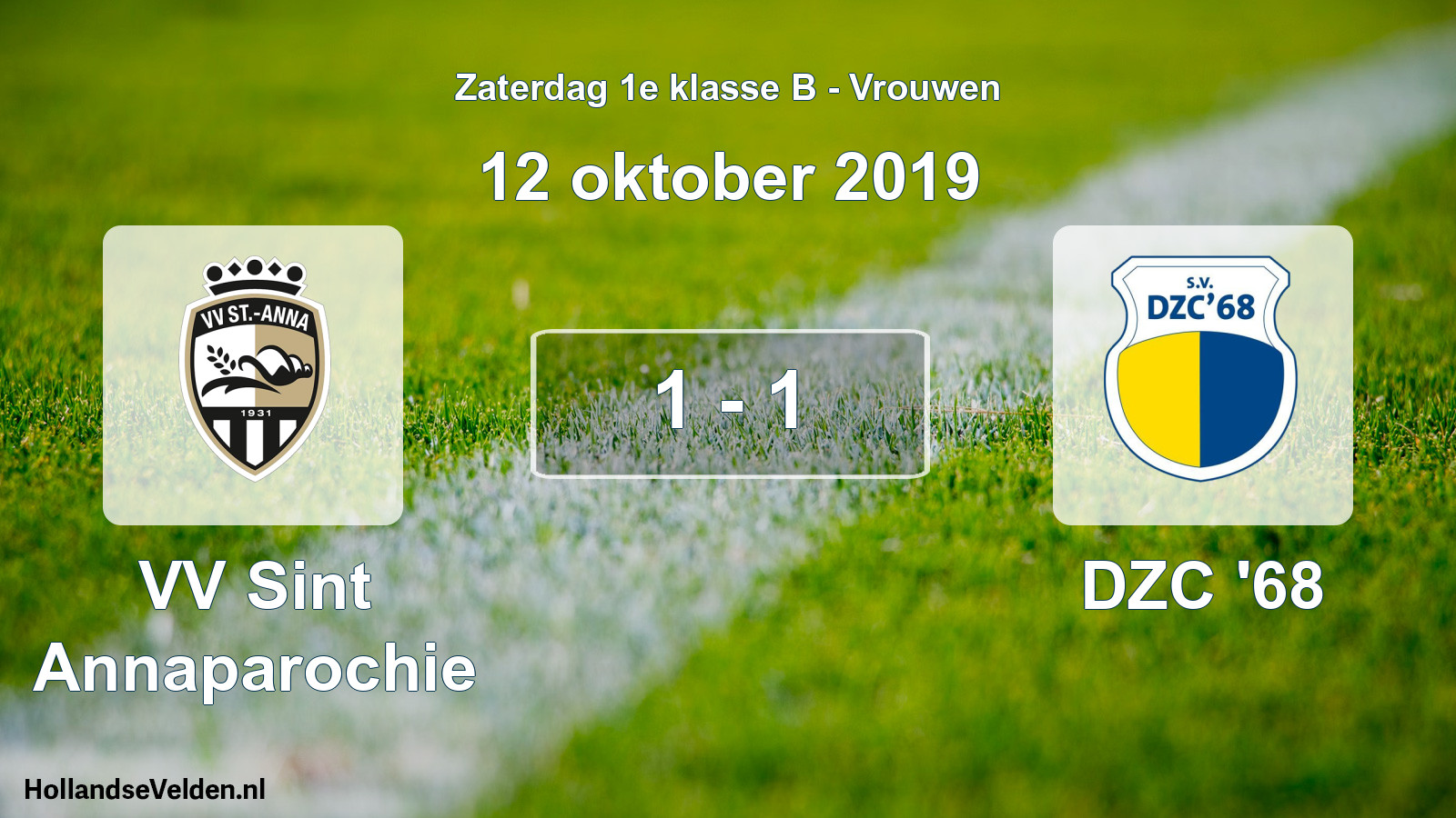 Total number of matches played: VV Sint Annaparochie - DZC '68 1 - 1 (12 October 2019)