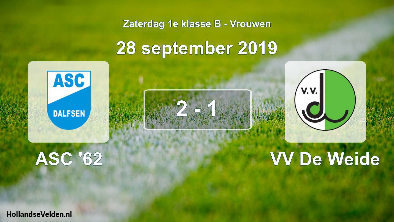 Total number of matches played: ASC '62 - VV De Weide 2 - 1 (28 September 2019)