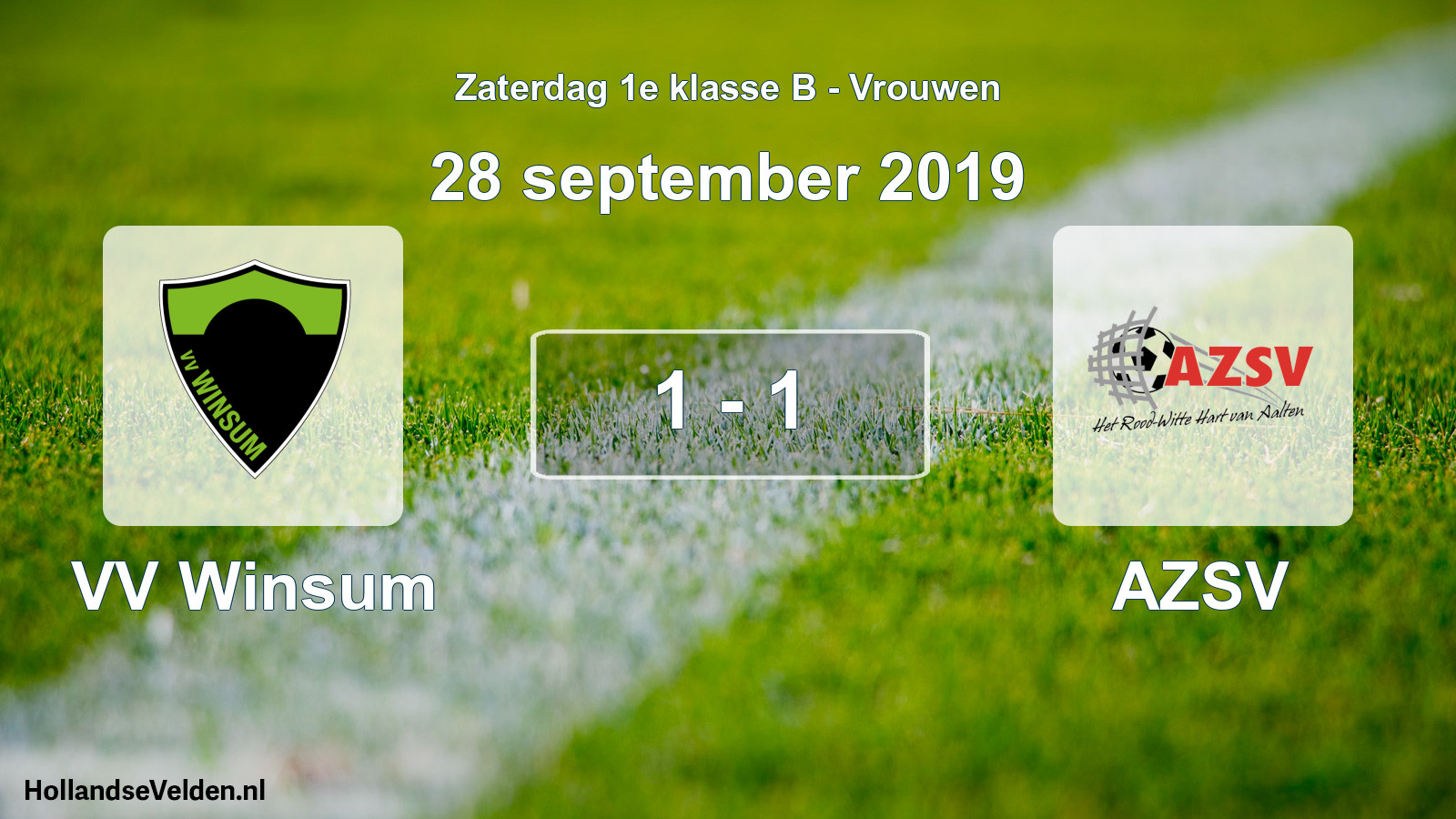 Total number of matches played: VV Winsum - AZSV 1 - 1 (28 September 2019)