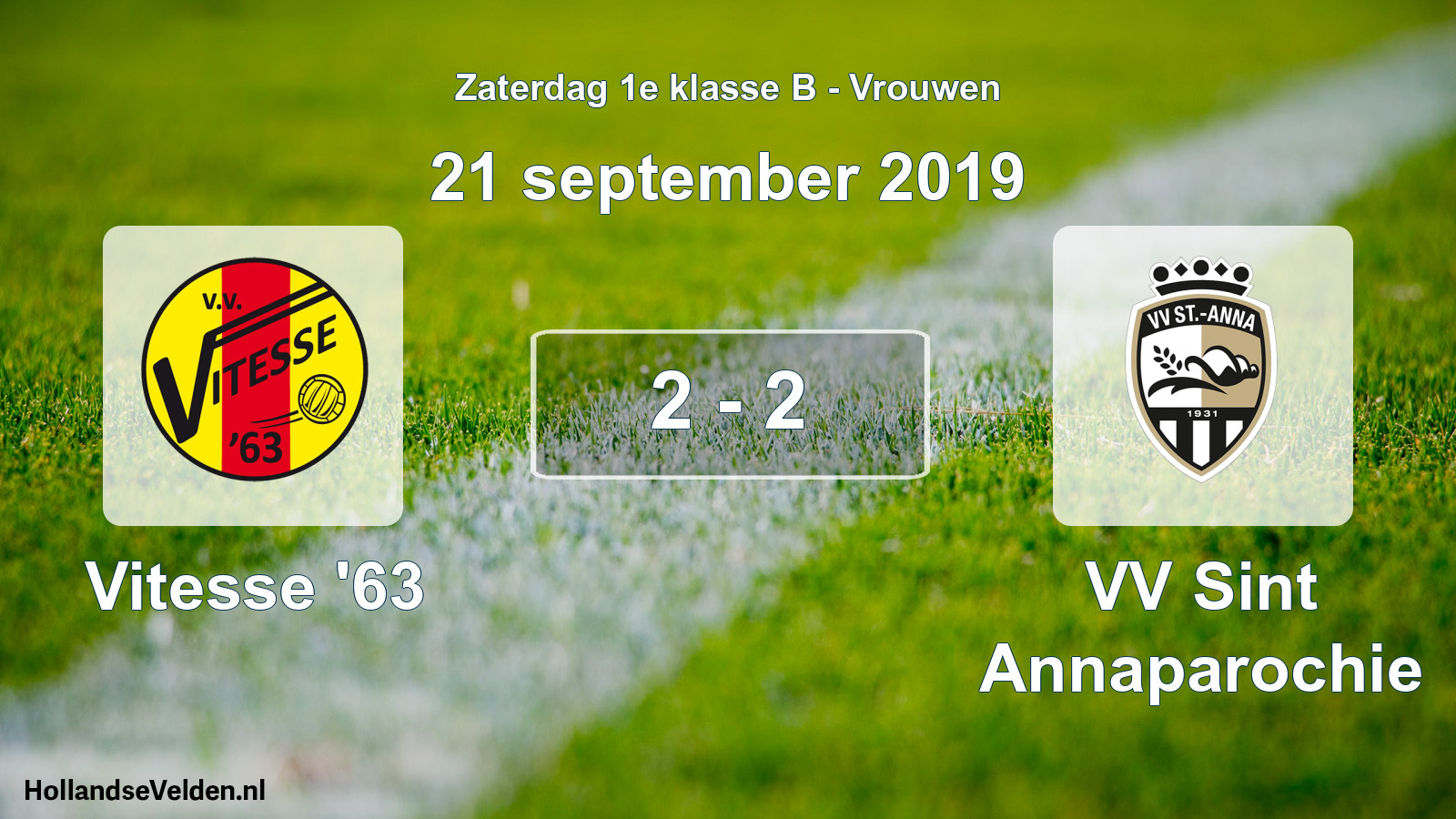 Total number of matches played: Vitesse '63 - VV Sint Annaparochie 2 - 2 (21 September 2019)