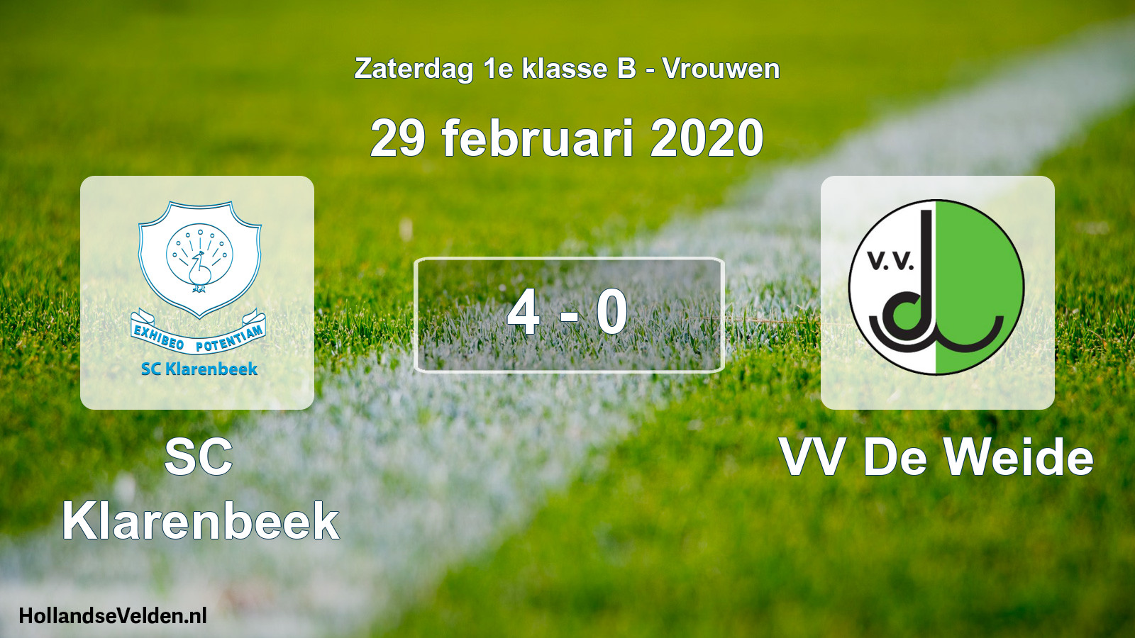 Total number of matches played: SC Klarenbeek - VV De Weide 4 - 0 (29 February 2020)