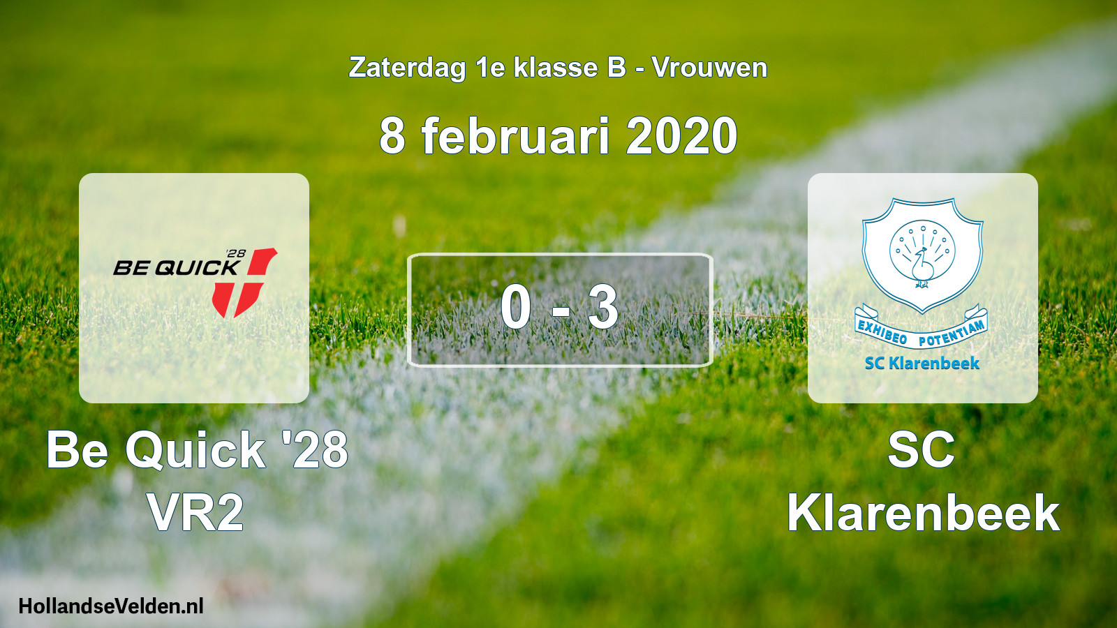 Total number of matches played: Be Quick '28 VR2 - SC Klarenbeek 0 - 3 (8 February 2020)