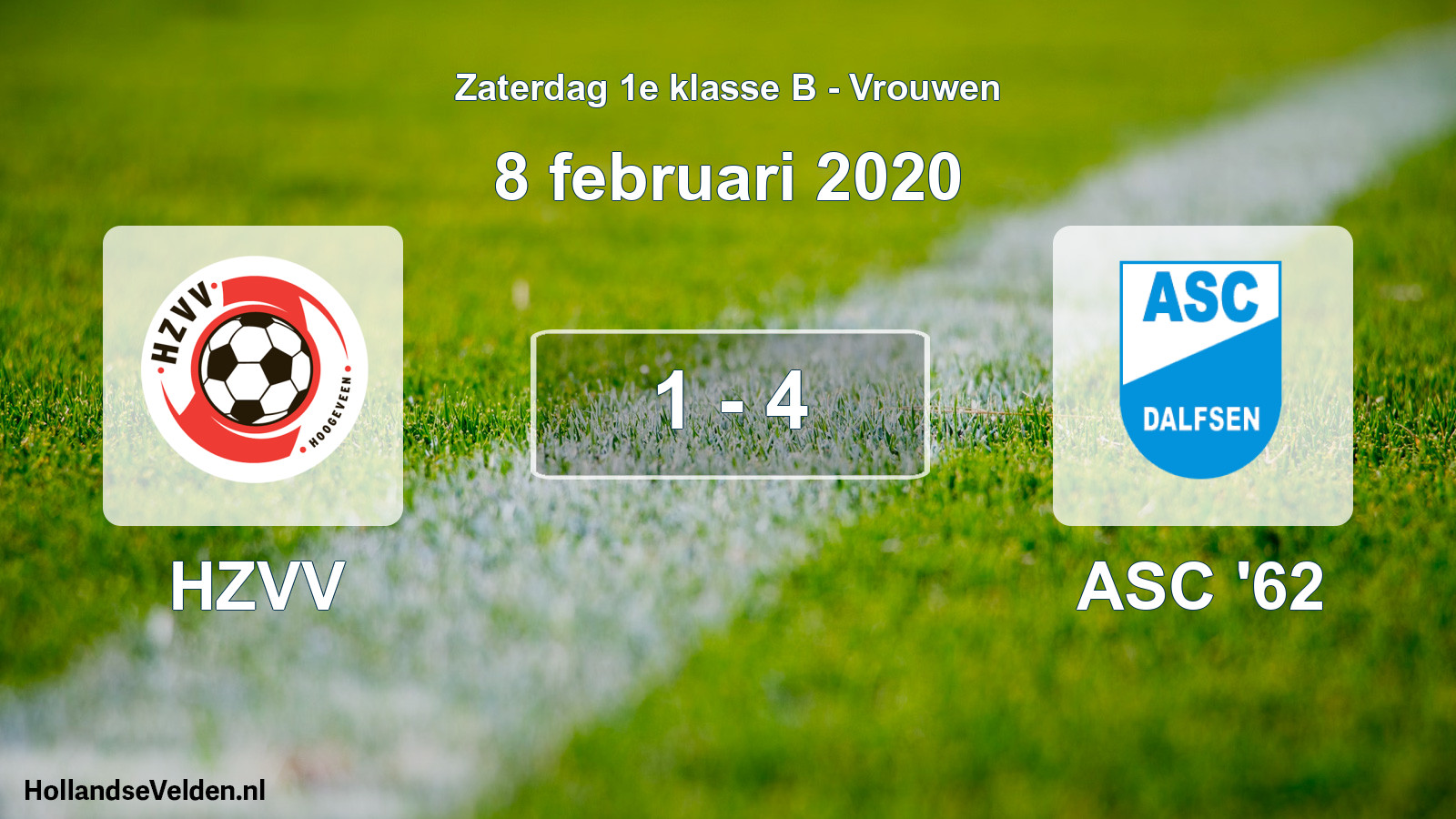 Total number of matches played: HZVV - ASC '62 1 - 4 (8 February 2020)