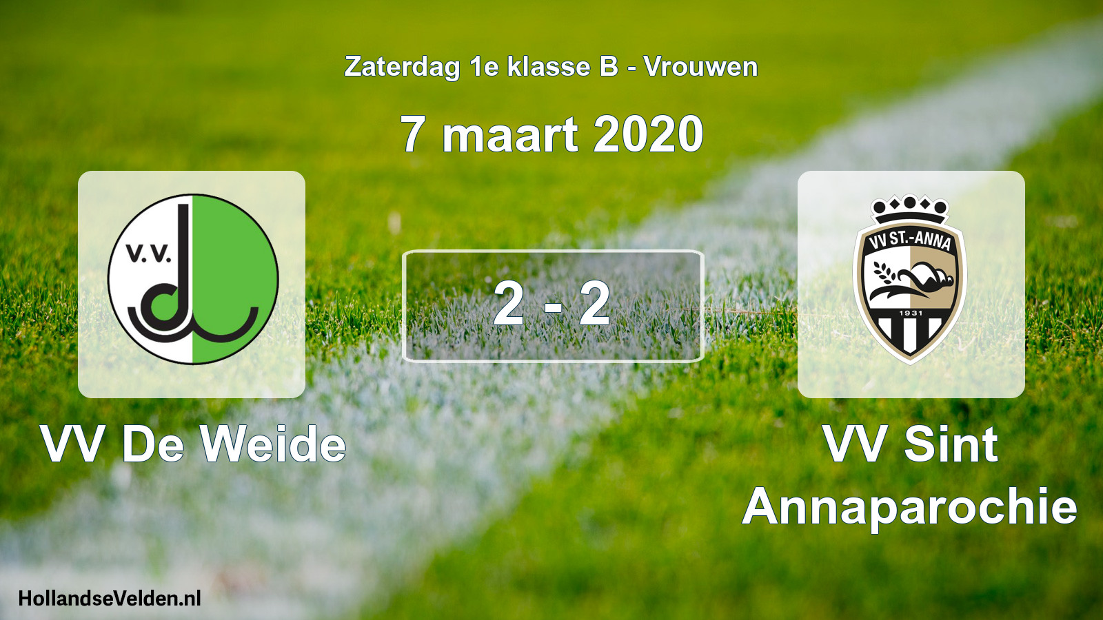 Total number of matches played: VV De Weide - VV Sint Annaparochie 2 - 2 (7 March 2020)