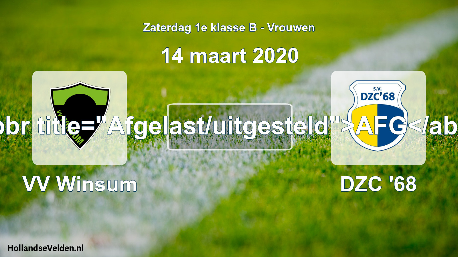 Scheduled Match: VV Winsum - DZC '68 (14 March 2020)