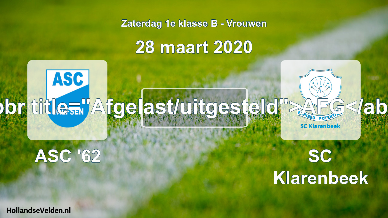 Scheduled Match: ASC '62 - SC Klarenbeek (28 March 2020)